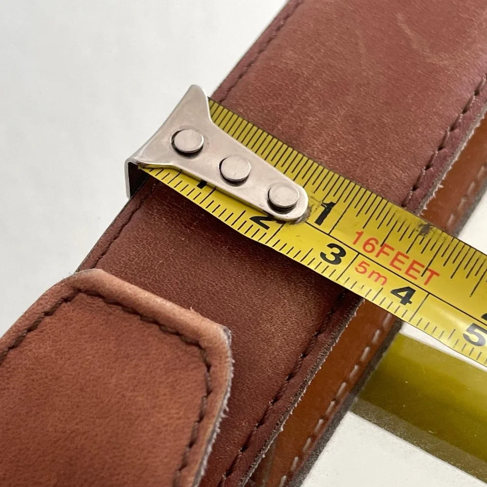 Vintage ACE MARKS Handcrafted Brown Leather Belt size 125|110 (38) Made in Italy